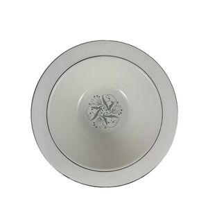 Homer Laughlin Celeste Vegetable Serving Bowl 9" Blue Buds Platinum Grey Leaves
